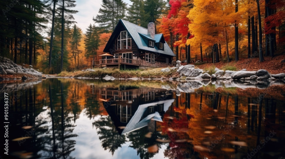 Fototapeta premium a house in the woods