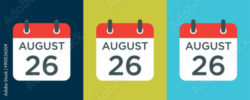 calendar - August 26 icon illustration isolated vector sign symbol