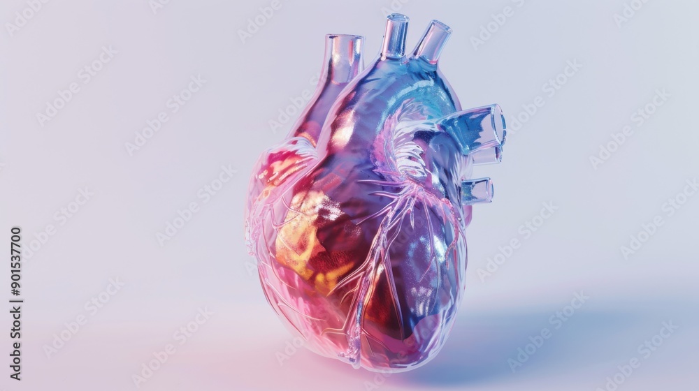 Isolated 3D hologram of human heart. Isolated 3D hologram of human heart.