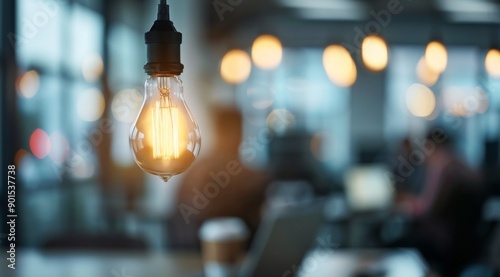 Lightbulb Hanging in Office