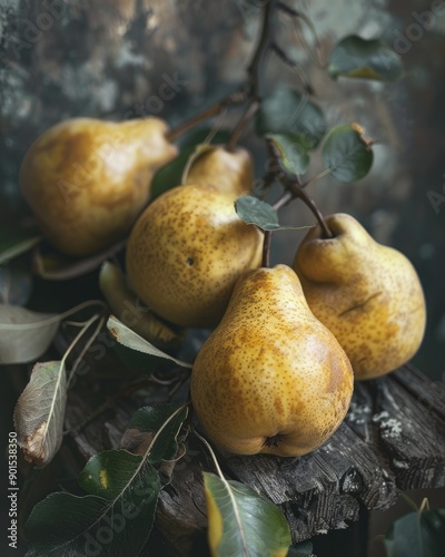 Close-up of pears on branches