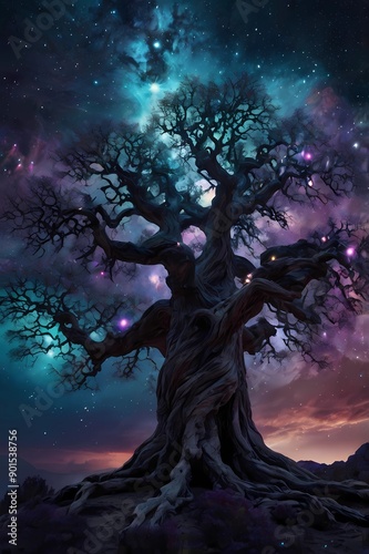 An enchanting digital artwork showcasing an ancient tree © дима михайлов