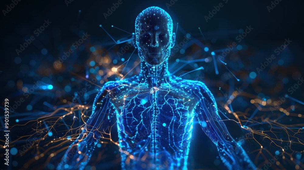 Isolated 3D hologram of human venous system. Isolated 3D hologram of human venous system.