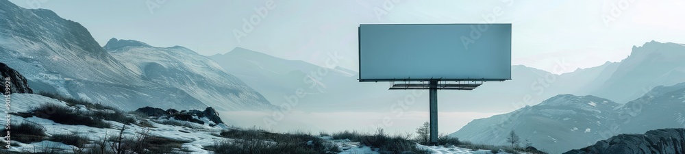 Blank Billboard in the Mountains Mockup Blank Billboard in the Mountains Mockup