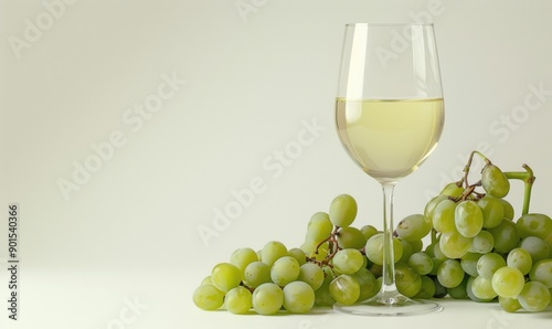 Wallpaper Mural Grapes on a crisp white background with a glass of white wine Torontodigital.ca