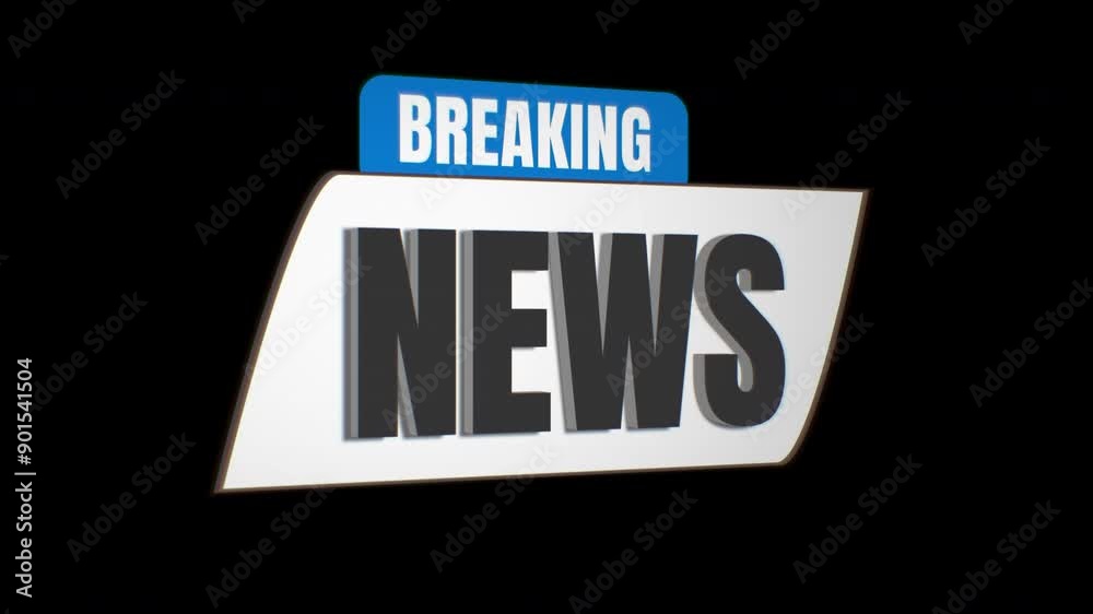 Breaking News headline 3D logo design animation on black background, luma matte Breaking News headline 3D logo design animation on black background, luma matte