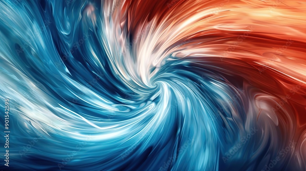 Abstract Swirl: Blue and Orange Fluid Art Background
