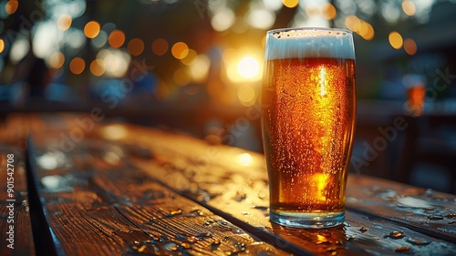 Cold beer in a glass on National American Beer Day photo