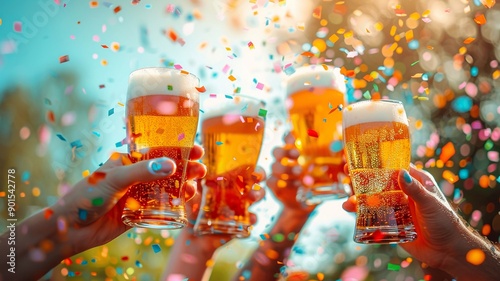 Cheers with beer glasses on National American Beer Day photo