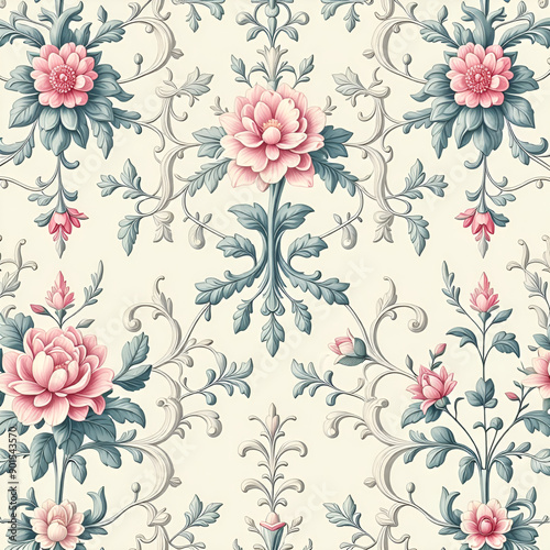 Wallpaper Mural seamless pattern with flowers Torontodigital.ca