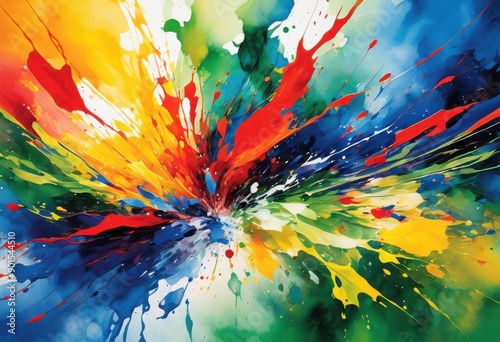 elegant watercolor splashes showcasing artistic flair vibrant hues fluid designs, paint, texture, abstract, brush, technique, canvas, visuals, impression photo