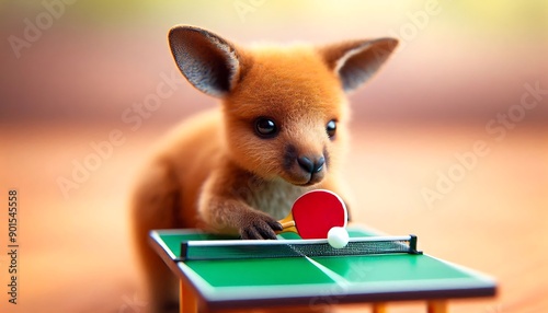 Obraz na płótnie Kangaroo playing ping pong