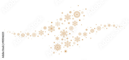 Gold snowflakes and stars border, Christmas divider, banner
