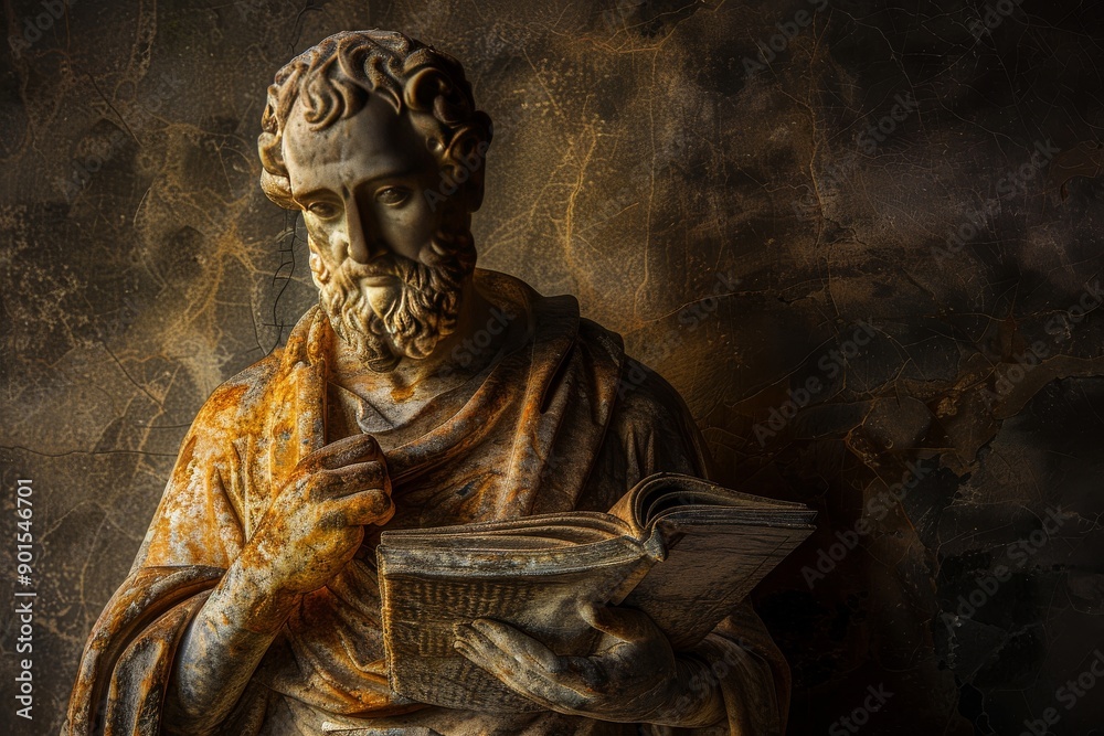 Ancient Scholar Statue Engrossed in Reading Ancient Scholar Statue Engrossed in Reading