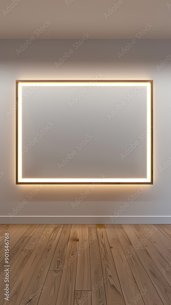 Blank picture frame in empty room Blank picture frame in empty room