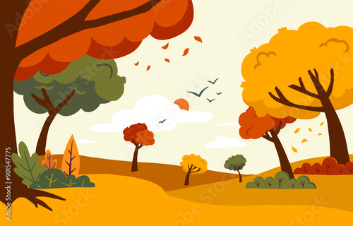 autumn background with beautiful natural scene for a4 horizontal design