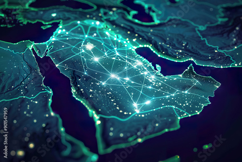 Digital Map of Saudi Arabia and Middle East Connectivity Network