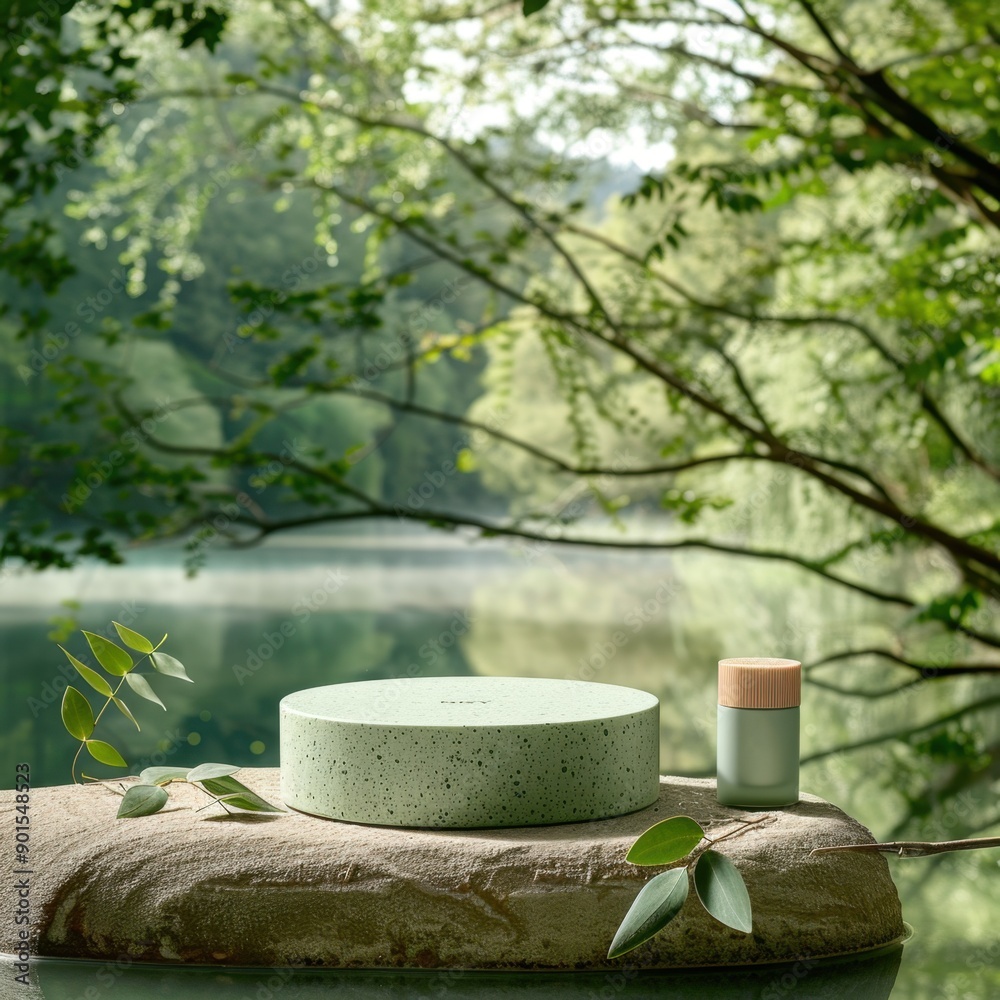 Cosmetic Product Podium in Tranquil Green Riverside Environment
Cosmetic Product Podium in Tranquil Green Riverside Environment