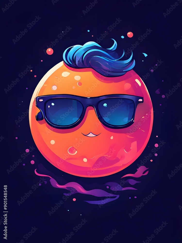 Fototapeta premium planet with sunglasses on