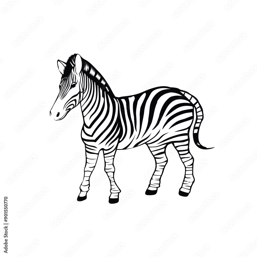 Fototapeta premium zebra silhouette vector illustration with white background