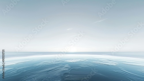 A minimalist blue horizon line across a white background, representing the boundary between sky and earth, with plenty of room for text and images above and below