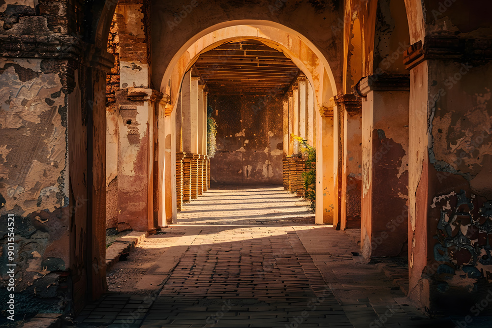 A passage leading to a courtyard in an ancient Africa city. A passage leading to a courtyard in an ancient Africa city.