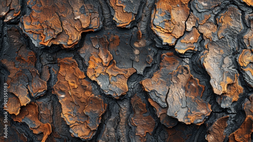 Detailed bark texture with natural patterns and rich color variations Detailed bark texture with natural patterns and rich color variations
