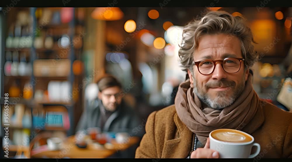 Man with a Cup of Coffee in a Cafe Man with a Cup of Coffee in a Cafe