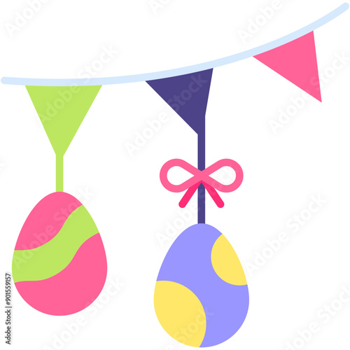 garlands, confetti, flags, eggs, easter Icon