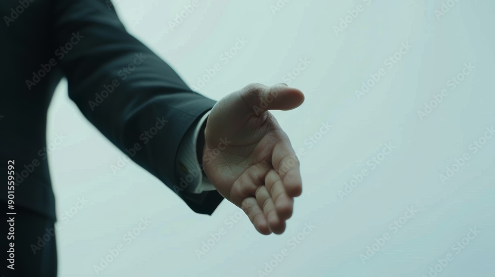 Fototapeta premium Handshake, offer, lawyer or business person introduction, deal, success or POV collaboration. Corporate employee shaking hands and thanking customer for meeting, interview, or negotiation.