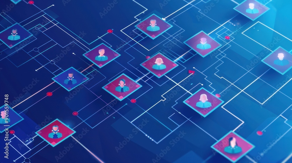 Fototapeta premium Organization Chart with Hierarchy Structure of Employees in Company