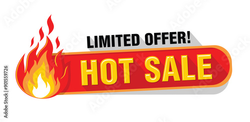 Hot sale price limited offer. Vector label template on transparent background