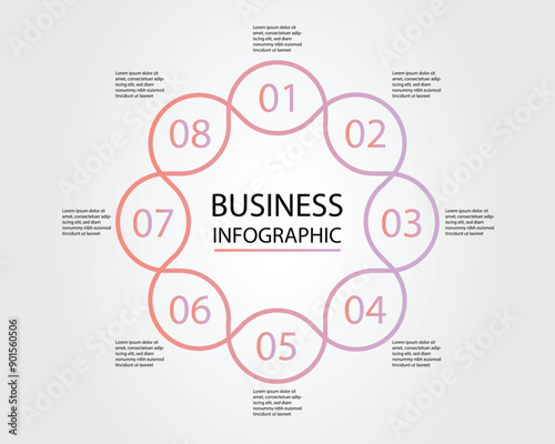 Business Infographic modern design template for banners and infographics for 8 line gradient circle step