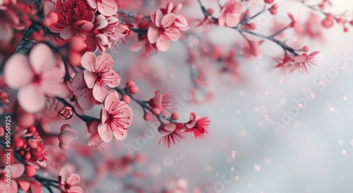 Pink Cherry Blossoms in Bloom