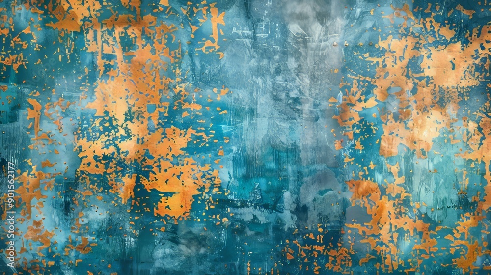Painted canvas with a blend of blue and green colors Painted canvas with a blend of blue and green colors