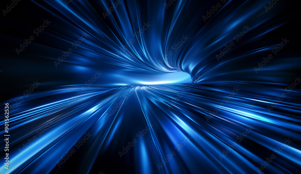 abstract blue background with curved perspective rays, futuristic space tunnel abstract blue background with curved perspective rays, futuristic space tunnel