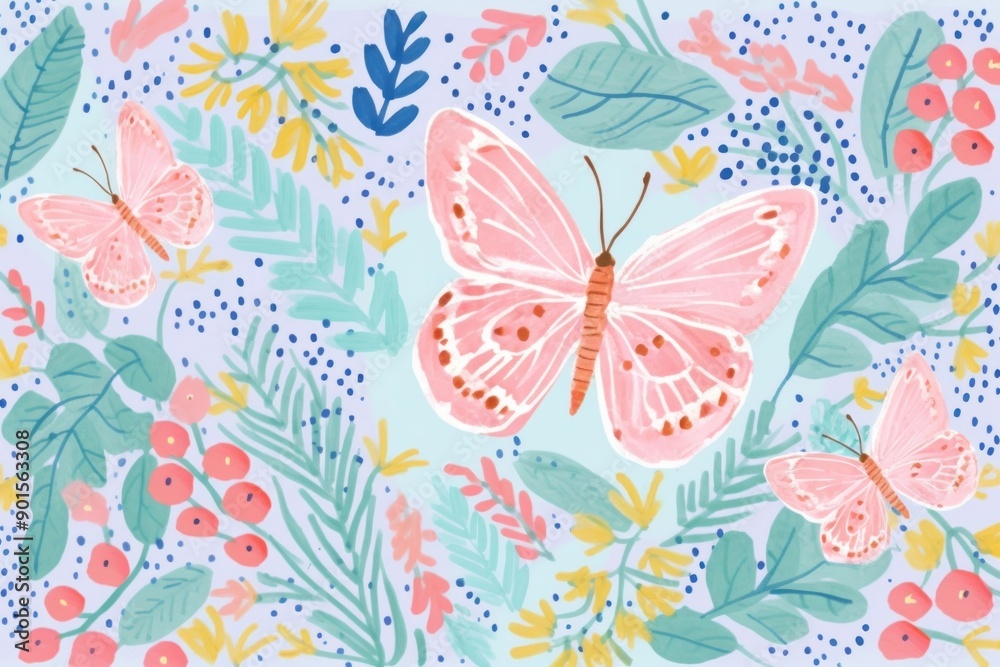 Naklejka premium Butterfly pattern insect art.