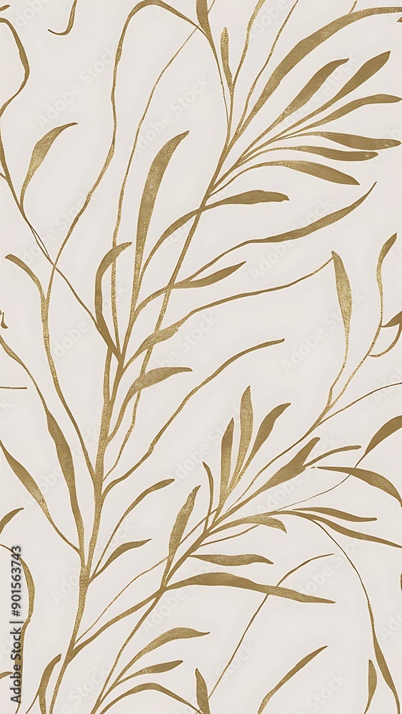 Naklejka premium Vector seamless pattern with elegant simple lines, gold on white background, fine art print