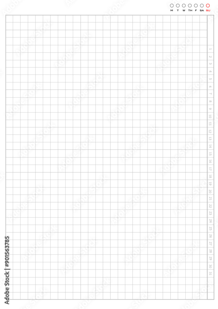 A4 standard Blank form grid table paper and Monthly planner on white background A4 standard Blank form grid table paper and Monthly planner on white background