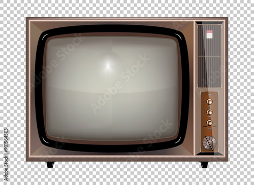 Vector retro television mock up isolate on transparent grid