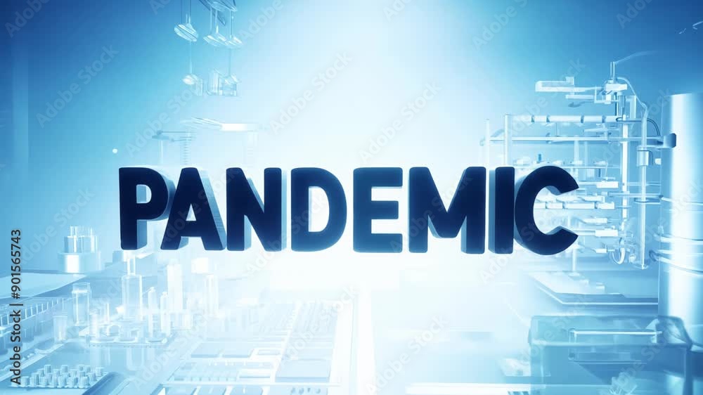 Text pandemic against the background of a medical laboratory with molecules and bacteria. Concept: scientific studies of diseases Text pandemic against the background of a medical laboratory with molecules and bacteria. Concept: scientific studies of diseases