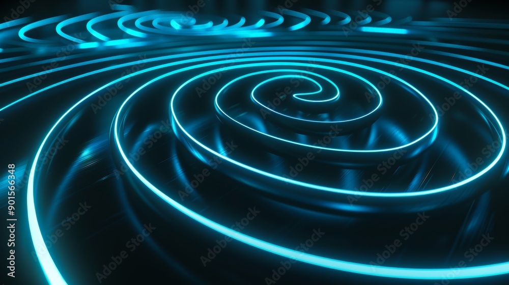 This vibrant blue neon background features tangled, twisted, modern abstract vertical lines displaying colorful loops. This vibrant blue neon background features tangled, twisted, modern abstract vertical lines displaying colorful loops.