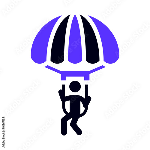 Parachutist flat icon, front view