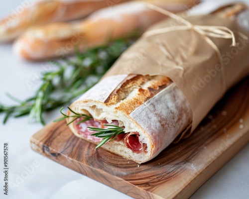 Salami and Rosemary Baguette