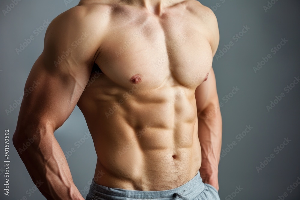 male fat body waist touch fat cells cellulite Isolated on white background
