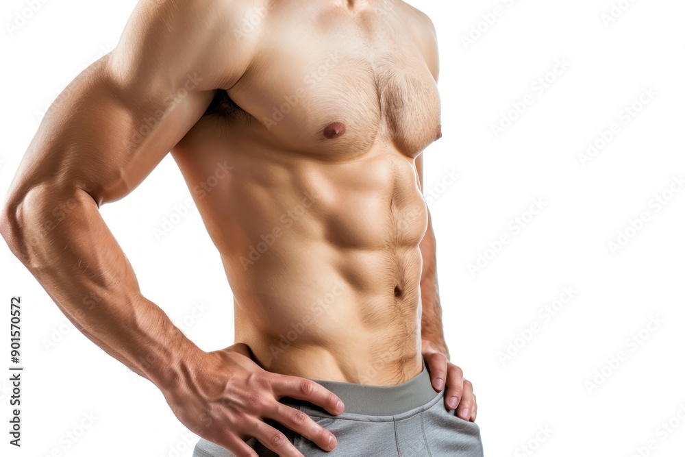 male fat body waist touch fat cells cellulite Isolated on white background male fat body waist touch fat cells cellulite Isolated on white background
