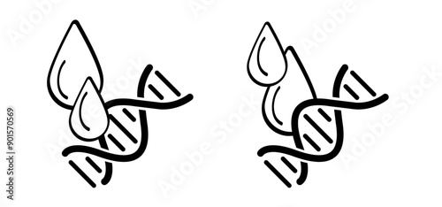 DNA with blood drops. DNA string, double helix spiraal line. blood types, donor concept blood. Medical concept of biochemistry with dna molecule. Analysis test tools. Search data.