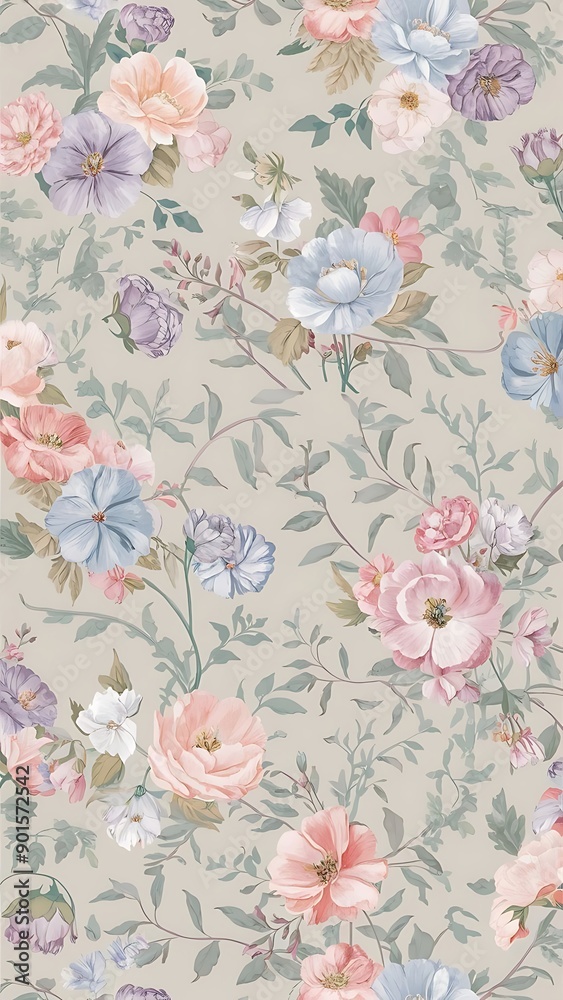 Fototapeta pastel-colored flowers wallpaper background