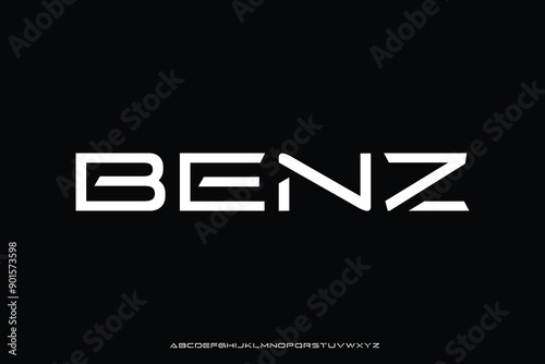 Luxury futuristic alphabet display font vector. Modern automotive typeface
