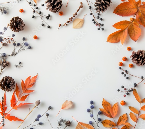 Autumn Leaf and Pinecone Border